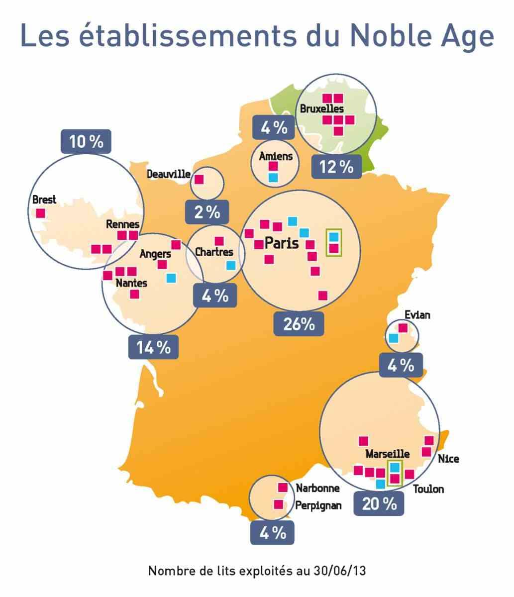  LNA Santé (Le Noble Age) implantations géographiques